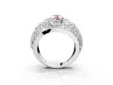 Platinum Fancy Pink Marquise Cut Brilliant Halo Pave Diamond Milgrain Ring_9