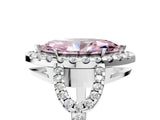 Platinum Fancy Pink Marquise Cut Cut Diamond Halo Engagement Ring with Open Split Pavé Band_11