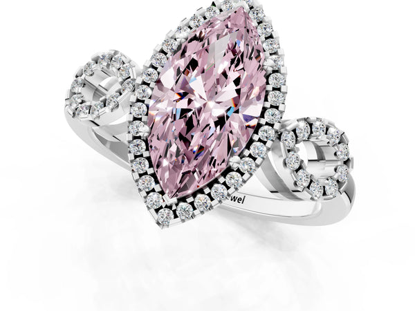 Platinum Marquise Pave Infinity Halo Engagement Ring Setting for Fancy Pink Center