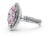 Platinum Fancy Pink Marquise Cut Diamond Double Halo Ring with Split Shank and Four-Prong Setting_6