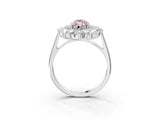 Platinum Fancy Pink Marquise Cut Diamond Floral Double Halo Engagement Ring with Prong Setting_153