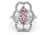 Platinum Fancy Pink Marquise Cut Diamond Floral Halo Split Shank Prong Setting Ring_6
