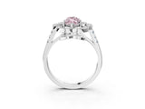 Platinum Fancy Pink Marquise Cut Diamond Floral Halo Split Shank Prong Setting Ring_9