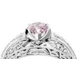 Platinum Fancy Pink Marquise Cut Diamond Pave Art Deco Split Shank Ring with Four-Prong Setting_10
