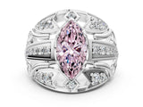 Platinum Fancy Pink Marquise Cut Diamond Pave Art Deco Split Shank Ring with Four-Prong Setting_6