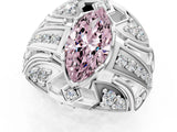 Platinum Fancy Pink Marquise Cut Diamond Pave Art Deco Split Shank Ring with Four-Prong Setting_7