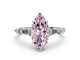 Platinum Fancy Pink Marquise  Cut Diamond Ring with Baguette Side Stones, Channel Set Band, and Four-Prong Setting_12