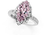 Platinum Fancy Pink Marquise Cut Diamond Scalloped Halo Engagement Ring with Round Shared Prong Band_1