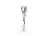 Platinum Fancy Pink Marquise Cut Diamond Scattered Round Accent Ring with Prong Setting_2