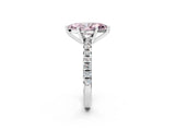 Platinum Fancy Pink Marquise Cut Diamond Solitaire Pavé Engagement Ring with Round Band and Prong Setting_2