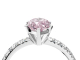 Platinum Fancy Pink Marquise Cut Diamond Solitaire Pavé Engagement Ring with Round Band and Prong Setting_4