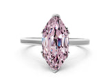 Platinum Fancy Pink Marquise Cut Diamond Solitaire Ring with Flower Prong Setting and Classic Band_12