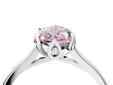 Platinum Fancy Pink Marquise Cut Diamond Solitaire Ring with Flower Prong Setting and Classic Band_16