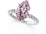 Platinum Fancy Pink Marquise Cut Diamond Solitaire Ring with Round  Pavé Band and Four-Prong Setting_37