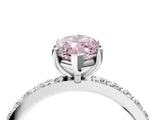 Platinum Fancy Pink Marquise  Cut Diamond Solitaire with Pave Band and Four-Prong Setting 5