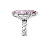 Platinum Fancy Pink Marquise  Cut Diamond Solitaire with Pave Band and Four-Prong Setting