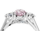 Platinum Fancy Pink Marquise Cut Diamond Three-Stone Engagement Ring with Prong Setting and Pavé Band_16