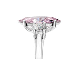 Platinum Fancy Pink Marquise Cut Diamond Three-Stone Engagement Ring with Prong Setting and Pavé Band_17
