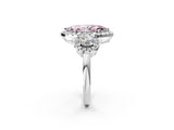 Platinum Fancy Pink Marquise Cut Diamond Three-Stone Halo Ring with Prong Setting and Pavé Accents_14