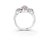Platinum Fancy Pink Marquise Cut Diamond Three-Stone Halo Ring with Prong Setting and Pavé Accents_15