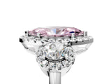 Platinum Fancy Pink Marquise Cut Diamond Three-Stone Halo Ring with Prong Setting and Pavé Accents_17