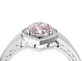 Platinum Fancy Pink Marquise Cut Halo Diamond Split Shank Ring with Prong Setting_10