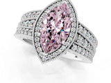 Platinum Fancy Pink Marquise Cut Halo Diamond Split Shank Ring with Prong Setting_7