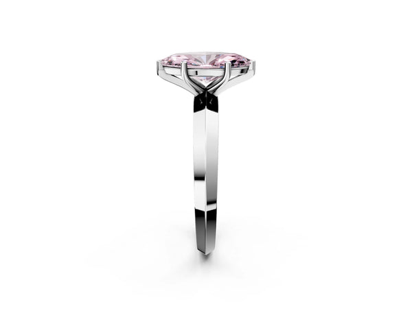 Platinum Fancy Pink Marquise  Cut Solitaire Engagement Ring with Flat Band and Four-Prong Setting
