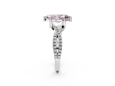 Platinum Fancy Pink Marquise Cut Solitaire Twist Pave Diamond Engagement Ring with Prong Setting_68