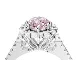 Platinum Fancy Pink Marquise  Halo Diamond Floral Split Shank Engagement Ring 4