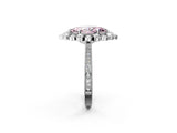 Platinum Fancy Pink Marquise  Halo Milgrain Pave Diamond Ring with Four-Prong Setting 2