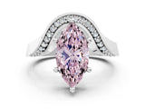 Platinum Fancy Pink Marquise  Solitaire Diamond Engagement Ring with Pave Band and Four-Prong Setting 1