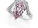 Platinum Fancy Pink Marquise  Solitaire Diamond Engagement Ring with Pave Band and Four-Prong Setting 2