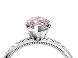 Platinum Fancy Pink Marquise  Solitaire Diamond Engagement Ring with XO Engraved Band and Four-Prong Setting
