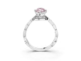 Platinum Fancy Pink Marquise  Solitaire Twist Band with Leaf Prong Setting 3