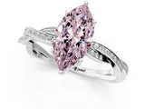 Platinum Fancy Pink Marquise  Solitaire Twisted Pave Diamond Ring with Four-Prong Setting_21