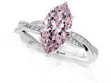 Platinum Fancy Pink Marquise  Solitaire Twisted Pave Diamond Ring with Four-Prong Setting_3