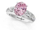 Platinum Fancy Pink Oval  Brilliant Solitaire with Side Stones on a Pave Band and Four-Prong Setting_13