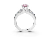 Platinum Fancy Pink Oval  Brilliant Solitaire with Side Stones on a Pave Band and Four-Prong Setting_15