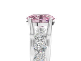 Platinum Fancy Pink Oval  Brilliant Solitaire with Side Stones on a Pave Band and Four-Prong Setting_17