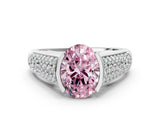 Platinum Fancy Pink Oval Cut Cut Diamond Channel Set Pave Band with Tension Prong Setting_12