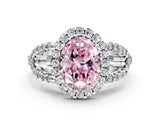 Platinum Fancy Pink Oval Cut Cut Diamond Halo Engagement Ring with Open Split Pavé Band_6