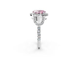 Platinum Fancy Pink Oval Cut Cut Diamond Halo Engagement Ring with Open Split Pavé Band_8