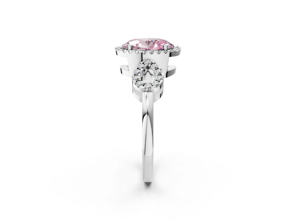 Platinum Oval Pave Infinity Halo Engagement Ring Setting for Fancy Pink Center