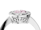 Platinum Fancy Pink Oval Cut Cut Halo Pavé Diamond Ring_10