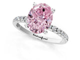 Platinum Fancy Pink Oval Cut Diamond Brilliant Solitaire Ring with Pavé Band and Four-Prong Setting_37
