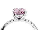 Platinum Fancy Pink Oval Cut Diamond Brilliant Solitaire Ring with Pavé Band and Four-Prong Setting_40