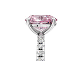 Platinum Fancy Pink Oval Cut Diamond Brilliant Solitaire Ring with Pavé Band and Four-Prong Setting_41