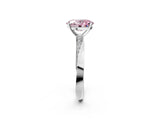 Platinum Fancy Pink Oval Cut Diamond Engagement Ring with Side Stone Accents and Four-Prong Setting_2