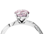 Platinum Fancy Pink Oval Cut Diamond Engagement Ring with Side Stone Accents and Four-Prong Setting_4